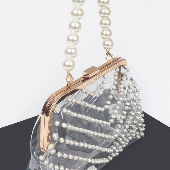Stone Studded Transparent Clutch - Picture 3 of 7